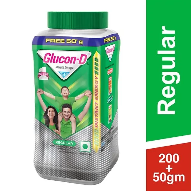 Glucon-D Instant Energy Health Drink - Regular, 200 g (Get 50 g Free), Jar-1.webp